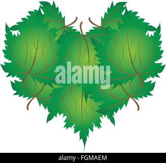 Autumn heart shape pattern with maple leaves on a dark blue background ...