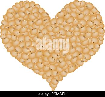 Love Concept, Stack of Dried Soy Beans Forming in A Heart Shape Isolated on A White Background Stock Vector