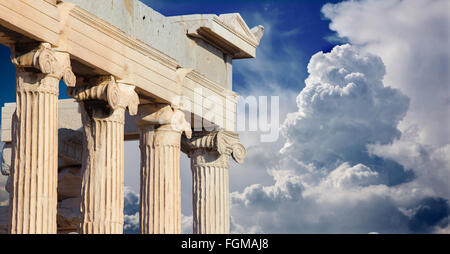 Athens - The Erechtheion on Acropolis in morning light. Stock Photo