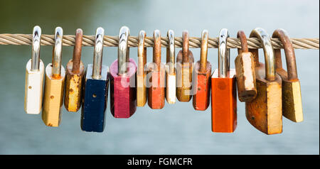 Love locks as symbol for everlasting love Stock Photo