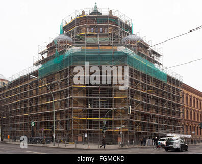 BERLIN - FEBRUARY 18: The 'Postfuhramt' building being restored in the Oranienburgerstrasse in Berlin Mitte on February 18, 2016 Stock Photo