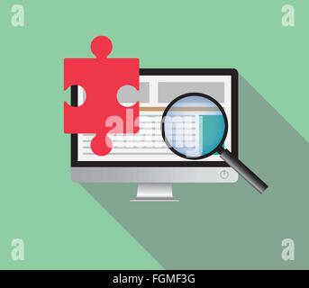 search solution via online browsing browse internet in a computer Stock Vector
