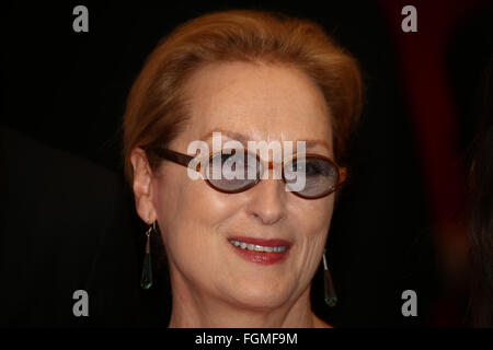 Berlin, Germany. 20th February, 2016. Jury president Meryl Streep arrives with Berlinale president Dieter Kosslick for the award ceremony during 66th Berlin International Film Festival. Credit:  Jake Ratz/Alamy Live News Stock Photo