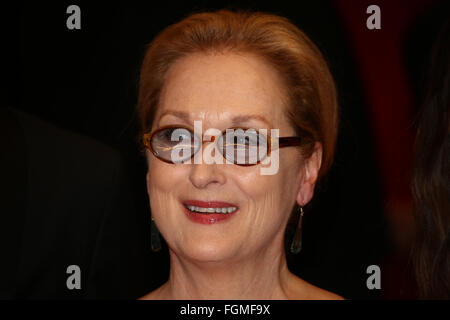 Berlin, Germany. 20th February, 2016. Jury president Meryl Streep arrives with Berlinale president Dieter Kosslick for the award ceremony during 66th Berlin International Film Festival. Credit:  Jake Ratz/Alamy Live News Stock Photo