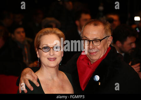 Berlin, Germany. 20th February, 2016. Jury president Meryl Streep arrives with Berlinale president Dieter Kosslick for the award ceremony during 66th Berlin International Film Festival. Credit:  Jake Ratz/Alamy Live News Stock Photo