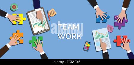 team work concept together use puzzle or jigsaw vector Stock Vector