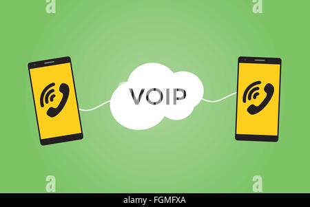 voip voice over protocol concept with two smartphones vector Stock Vector