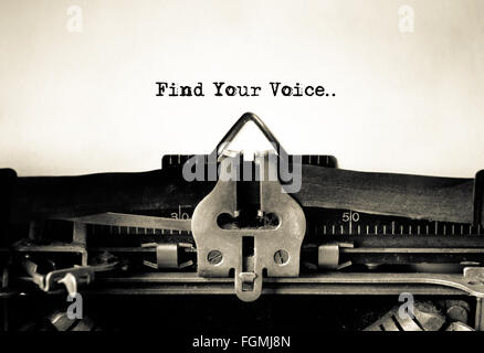 Find Your Voice message typed on vintage typewriter Stock Photo