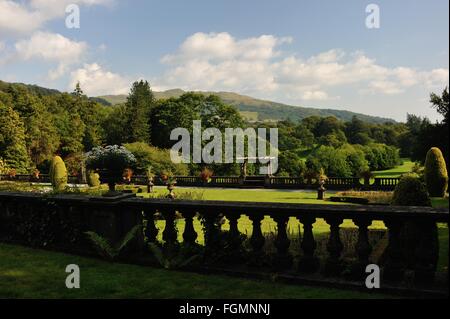 Rydal Hall, Rydal Village, Ambleside, Lake District, National Park, Cumbria, England, UK. Formal Gardens, Woodland, Landscape. Stock Photo