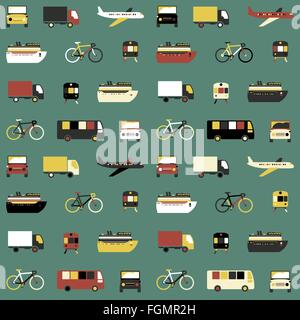 Seamless pattern with transport icons. Stock Vector