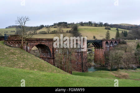 The disused Waterside railway viaduct over the River Lune, near Sedbergh, Cumbria, part of the old Ingleton railway line. Stock Photo