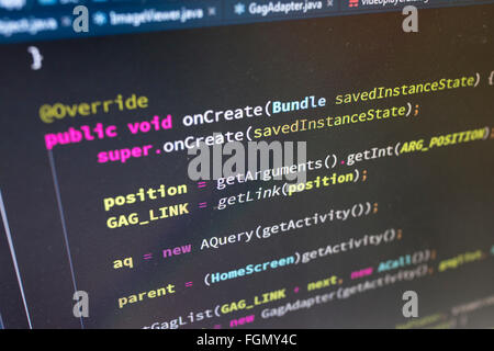 Coding on screen with colorful code Stock Photo