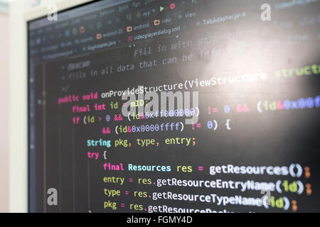 Coding on screen with colorful code Stock Photo