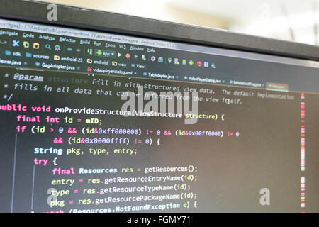 Coding on screen with colorful code Stock Photo