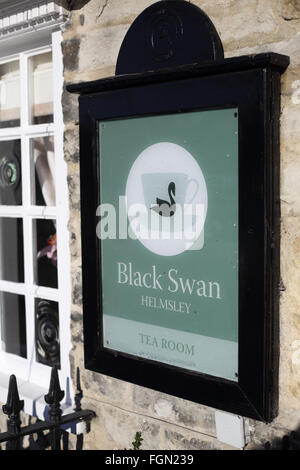 Sign outside The Black Swan hotel in Helmsley, north yorkshire Stock Photo