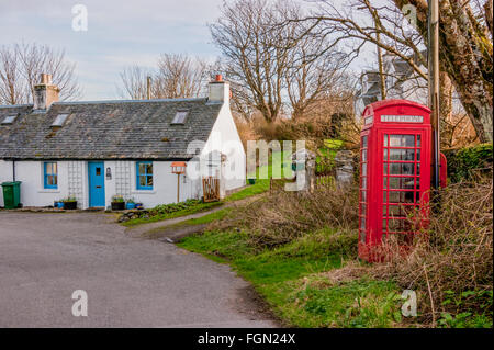 Red phone box on the Isle of Luing Stock Photo