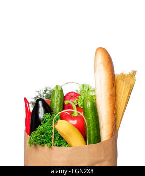Brown Paper Grocery Bag With Fruits & Vegetables Stock Photo - Alamy