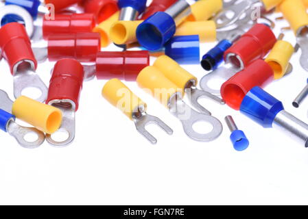 Crimp terminals isolated on white background Stock Photo