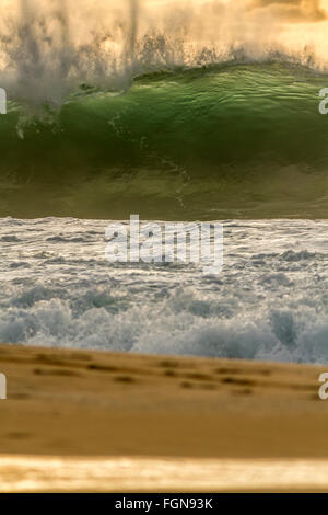 Big Banzai Pipeline in during sunset Stock Photo