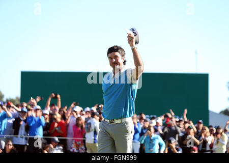 California, USA. 21st February, 2016. February 21, 2016 Bubba Watson reacts to winning the Northern Trust Open at Riviera Country Club in Pacific Palisades, California. Credit:  Cal Sport Media/Alamy Live News Stock Photo