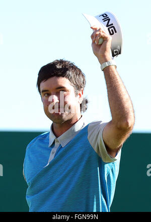 California, USA. 21st February, 2016. February 21, 2016 Bubba Watson reacts to winning the Northern Trust Open at Riviera Country Club in Pacific Palisades, California. Credit:  Cal Sport Media/Alamy Live News Stock Photo