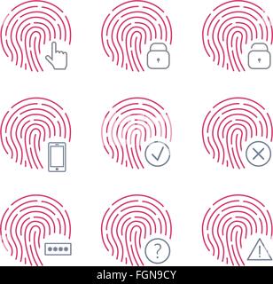 Fingerprint scanner icons on white background. Vector illustration. Stock Vector