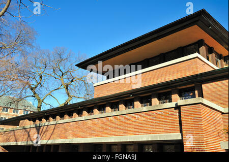 The Frederick C. Robie House, a Frank Lloyd Wright home built between 1908-10. Chicago, Illinois, USA. Stock Photo
