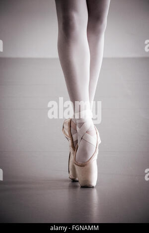 Ballet Dancer Legs Pointe Shoes Stock Photo