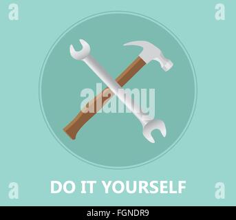 diy do it yourself icon with screwdriver and hammer vector Stock Vector