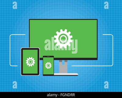 connectivity connect cross platform device concept background Stock Vector