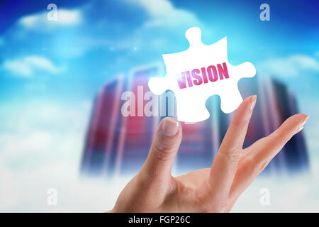 Vision against composite image of server towers Stock Photo