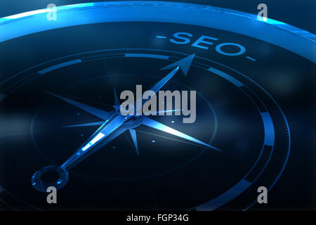 Composite image of compass pointing to seo Stock Photo