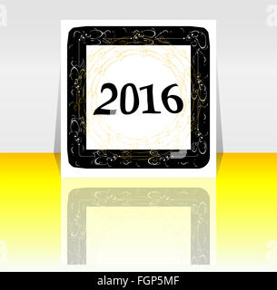 Happy new year 2016 symbol with calligraphic design on abstract background. Stock Photo