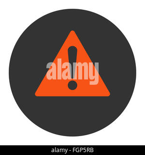 Warning flat orange and gray colors round button Stock Photo