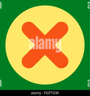 Cancel flat orange and yellow colors round button Stock Photo