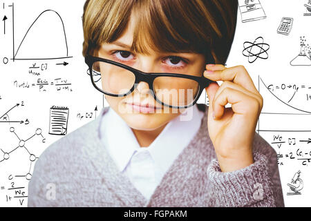 Composite image of cute pupil pretending to be teacher Stock Photo
