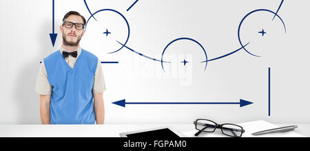 Composite image of geeky hipster wearing sweater vest Stock Photo