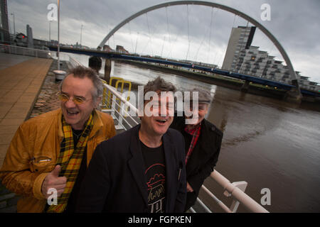 Bay City Rollers (left to right: Stuart 'Woody' Wood, Les McKeown, Alan Longmuir), in Glasgow, Scotland, on 7 December 2015. Stock Photo