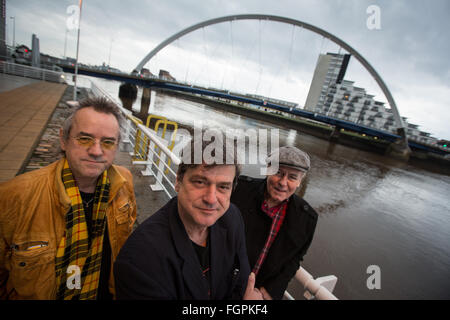 Bay City Rollers (left to right: Stuart 'Woody' Wood, Les McKeown, Alan Longmuir), in Glasgow, Scotland, on 7 December 2015. Stock Photo