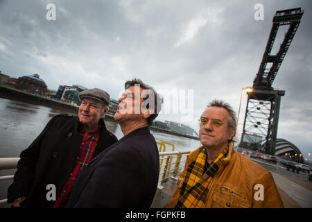 Bay City Rollers (left to right: Alan Longmuir, Les McKeown, Stuart 'Woody' Wood), in Glasgow, Scotland, on 7 December 2015. Stock Photo