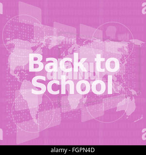 E-Learning concept, back to school words on digital touch screen Stock Photo