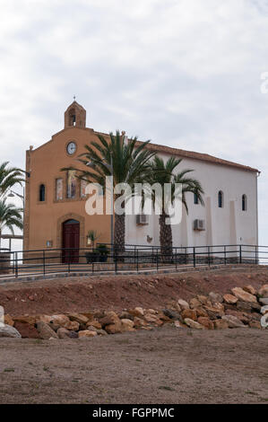The small church of Ermita de Nuestra Senora del Carmen, Isla Plana, Murcia, Spain Stock Photo
