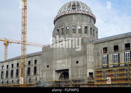 Germany: Construction site of Berlin's City Palace (Stadtschloss) - view on the main portal. Photo from 24. January 2016. Stock Photo