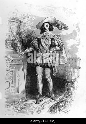 lliterature, 'The Three Musketeers' (Les Trois Mousquetaires), by Alexandre Dumas the Elder, 6th chapter, king Louis XIII, wood engraving by G.Lesestre, Dufour et Moulat, Paris, 1851, Additional-Rights-Clearences-Not Available Stock Photo