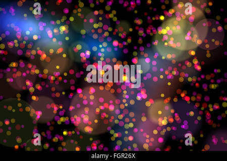 Colourful glowing dots on black Stock Photo