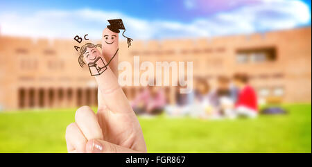 Composite image of fingers posed as students Stock Photo