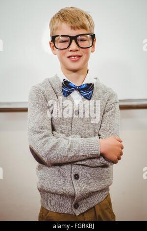 Smart student wearing bow tie and glasses Stock Photo