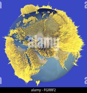 abstract world globe, map of heights, histograms Stock Photo