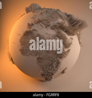abstract world globe, map of heights, histograms Stock Photo