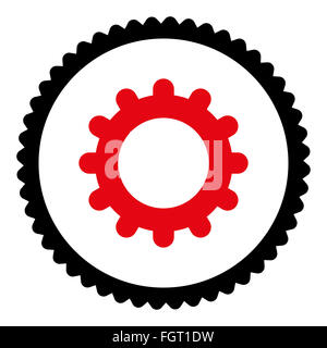 Gear flat intensive red and black colors round stamp icon Stock Photo